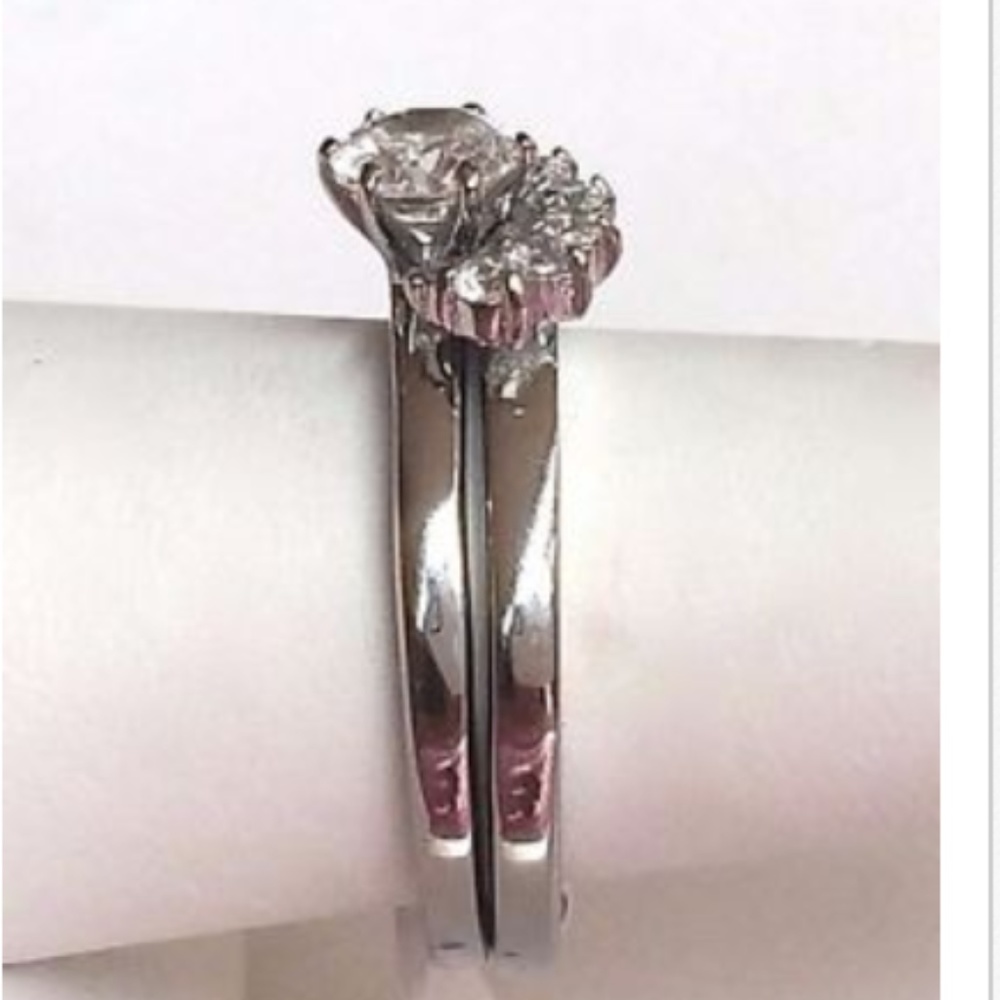 Silver Stainless Steel Wedding Ring Set Size 9 10 - Picture 5 of 8